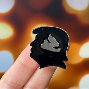 Donald Trump Silver Poo Brain Enamel Pin/Brooch